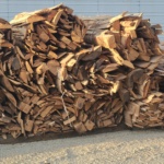 Slabs of thin cut wood in bundles